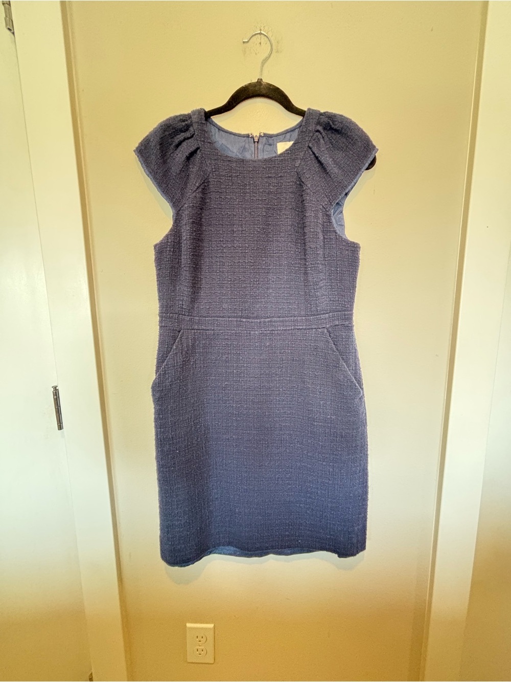 J. Crew Textured Sheath Dress in Navy Blue